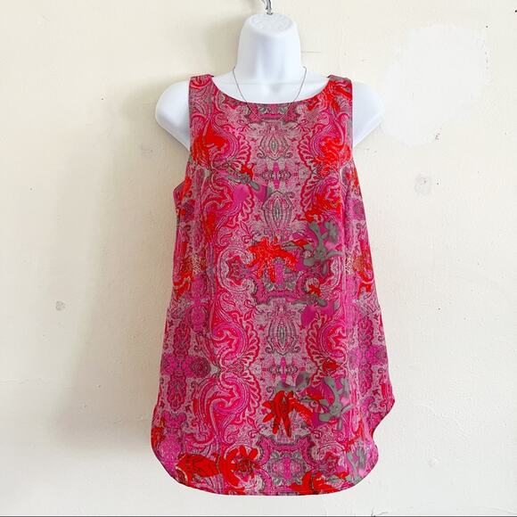 CABI Style #127 Jubilee Red Paisley Print Tank Top, S - Picture 3 of 12